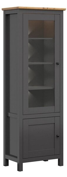 Vitrina HESEN, gri grafit/stejar artisan, PAL melaminat/sticla securiz