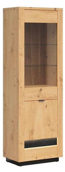 Vitrina OSTIA, stejar artisan/negru mat, PAL/sticla securizata, 67x42x