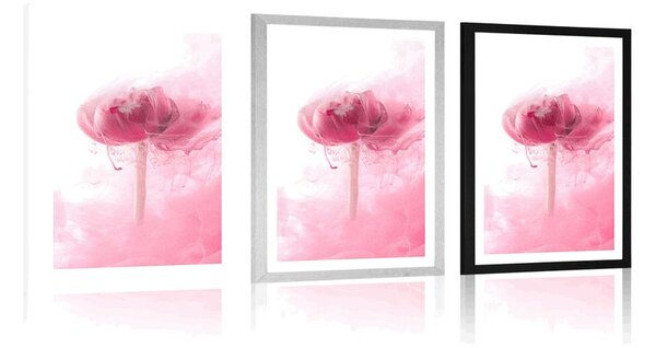 Poster cu passepartout floare roz în design interesant