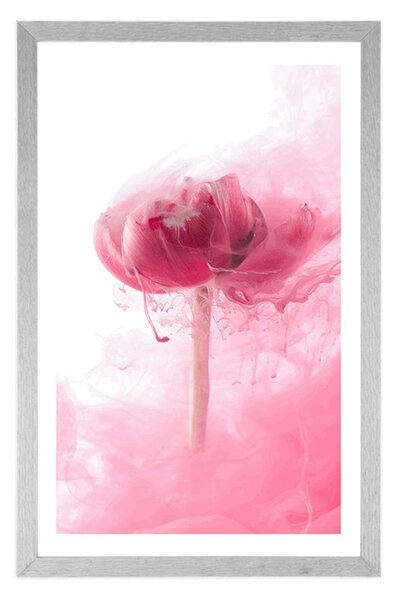 Poster cu passepartout floare roz în design interesant