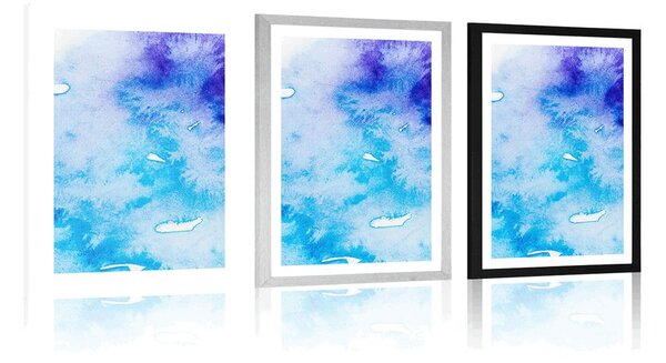 Poster cu passepartout artă abstractă albastru-violet