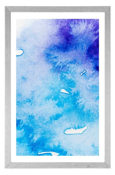 Poster cu passepartout artă abstractă albastru-violet