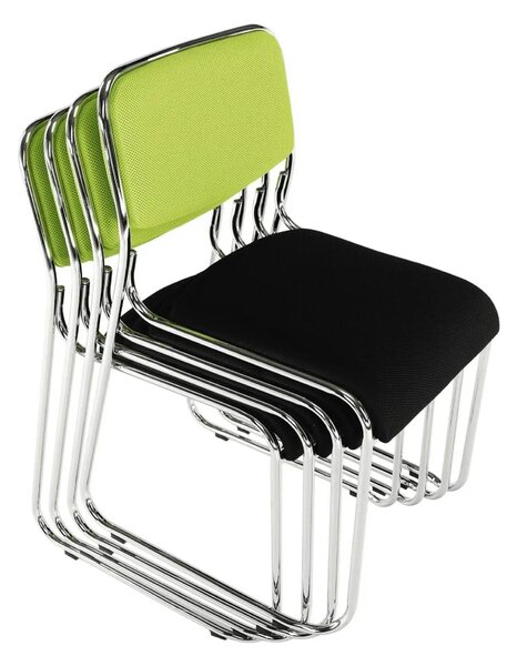 Scaun BULUT, verde/negru/crom, piele ecologica/metal, 50x56x76 cm