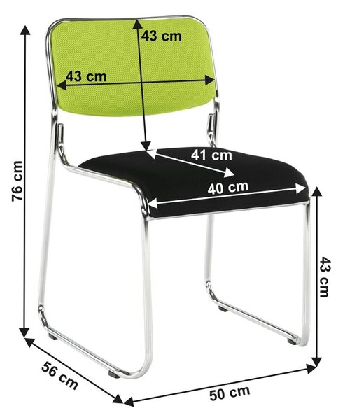 Scaun BULUT, verde/negru/crom, piele ecologica/metal, 50x56x76 cm