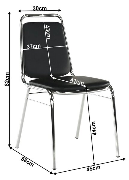 Scaun ZEKI, negru, piele ecologica/metal, 45x58x82 cm