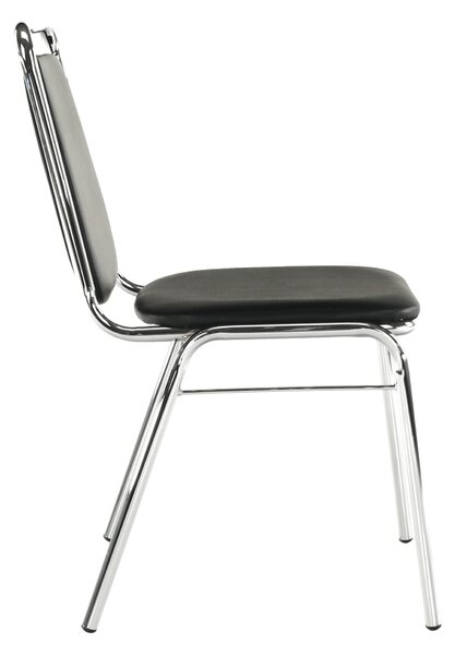 Scaun ZEKI, negru, piele ecologica/metal, 45x58x82 cm