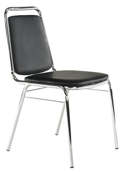 Scaun ZEKI, negru, piele ecologica/metal, 45x58x82 cm