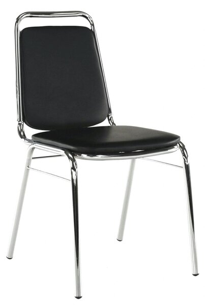 Scaun ZEKI, negru, piele ecologica/metal, 45x58x82 cm