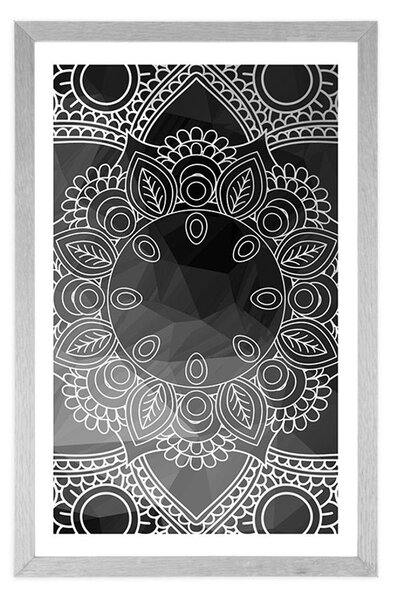 Poster cu passepartout Mandala în alb-negru