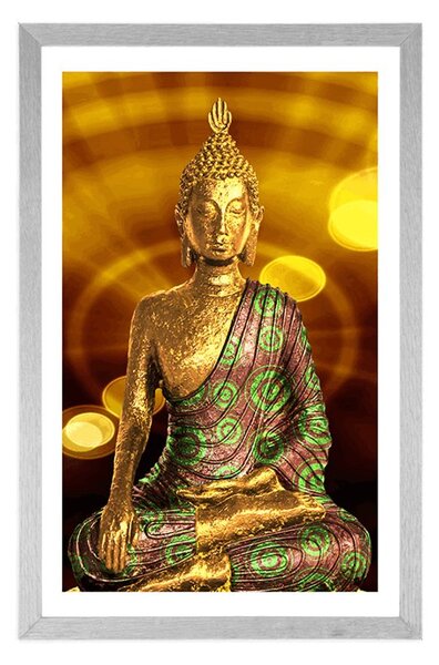 Poster cu passepartout statuie Buddha cu fundal abstract