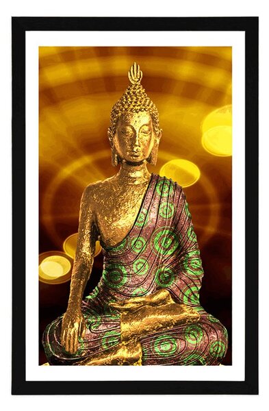 Poster cu passepartout statuie Buddha cu fundal abstract