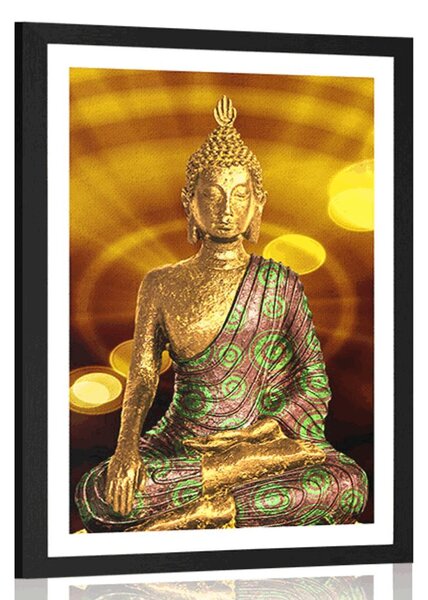 Poster cu passepartout statuie Buddha cu fundal abstract