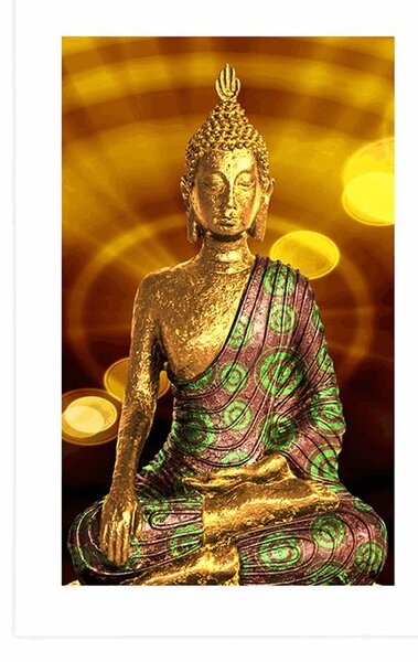 Poster cu passepartout statuie Buddha cu fundal abstract