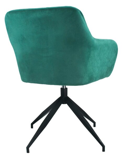 Scaun rotativ VELEZA NEW, verde/negru, stofa catifelata/metal, 66x66x8