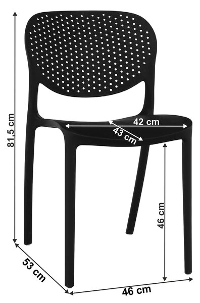 Scaun FEDRA NEW, negru, plastic, 46x53x81.5 cm