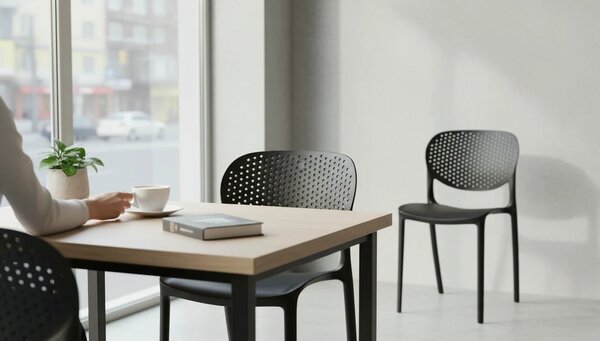 Scaun FEDRA NEW, negru, plastic, 46x53x81.5 cm