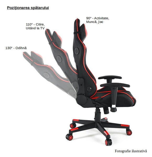 Scaun gaming YOKO, negru/alb, material textil/plastic, 60x65x113/123 c