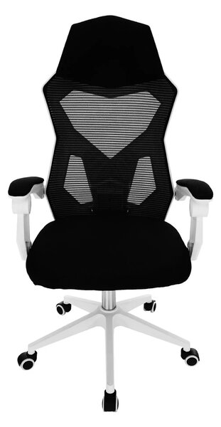 Scaun gaming YOKO, negru/alb, material textil/plastic, 60x65x113/123 c