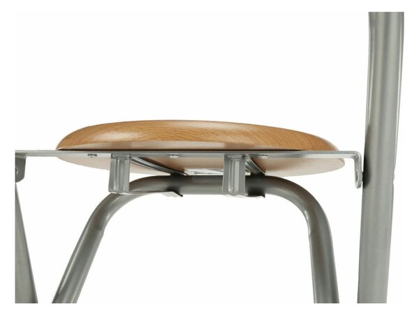 Scaun bar BOXER, stejar/aluminiu, 36x44x80 cm