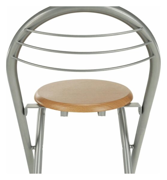 Scaun bar BOXER, stejar/aluminiu, 36x44x80 cm
