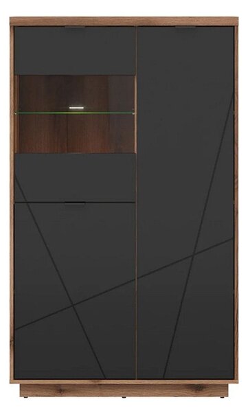 Vitrina FORN, nuc/negru mat, PAL melaminat/sticla securizata, 94x43x15