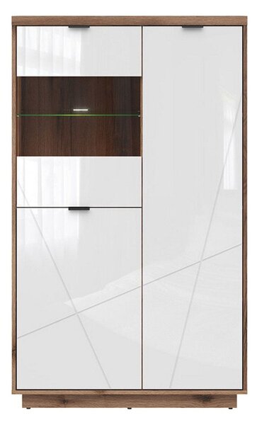 Vitrina FORN, nuc/alb lucios, PAL melaminat/sticla securizata, 94x43x1