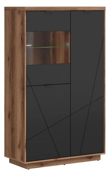 Vitrina FORN, nuc/negru mat, PAL melaminat/sticla securizata, 94x43x15