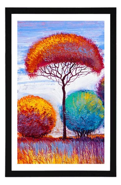 Poster cu passepartout pădure de toamnă