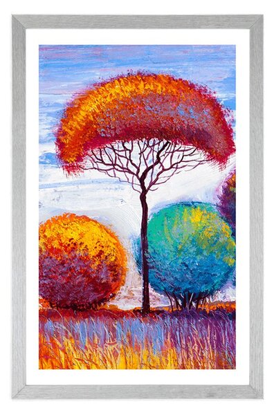 Poster cu passepartout pădure de toamnă