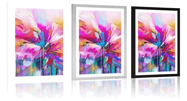 Poster cu passepartout flori colorate abstracte