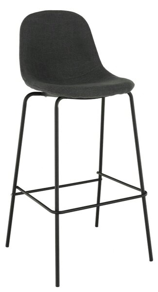 Scaun bar MARIOLA 2 NEW, gri inchis/negru, stofa clasica/metal, 49x51x