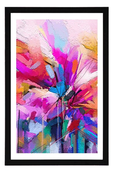 Poster cu passepartout flori colorate abstracte