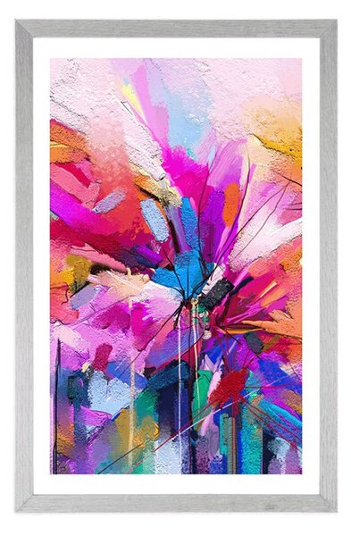 Poster cu passepartout flori colorate abstracte