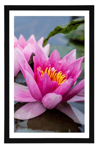 Poster cu passepartout floare de lotus roz