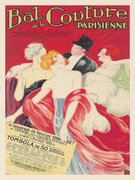 Artă imprimată Bal de la Couture Parisienne (Vintage Fashion Ad) - Leonetto Cappiello, (30 x 40 cm)