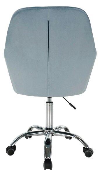 Scaun birou KLIAN, albastru deschis/crom, metal/stofa catifelata, 59x6