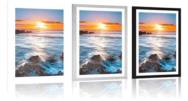 Poster cu passepartout apus de soare romantic