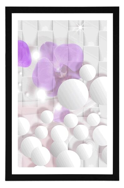 Poster cu passepartout orhidee pe fundal abstract