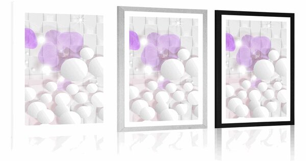 Poster cu passepartout orhidee pe fundal abstract