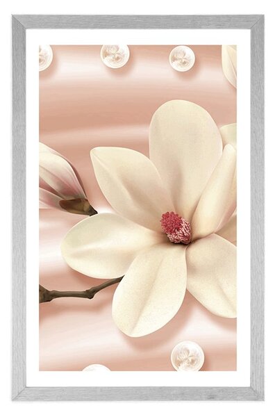 Poster cu passepartout magnolie de lux cu perle