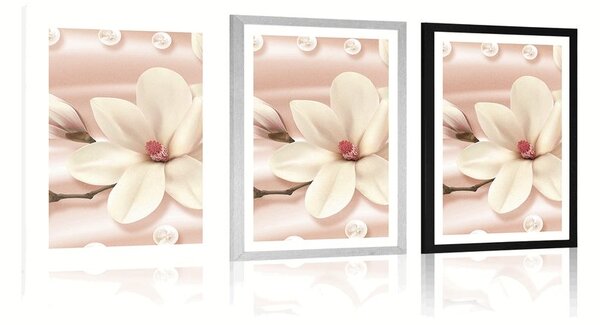 Poster cu passepartout magnolie de lux cu perle