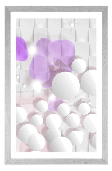 Poster cu passepartout orhidee pe fundal abstract