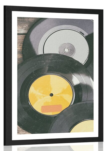 Poster cu passepartout discuri retro de gramofon