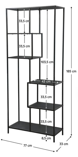 KONDELA Etajeră, neagră, BILOTE TIP 3