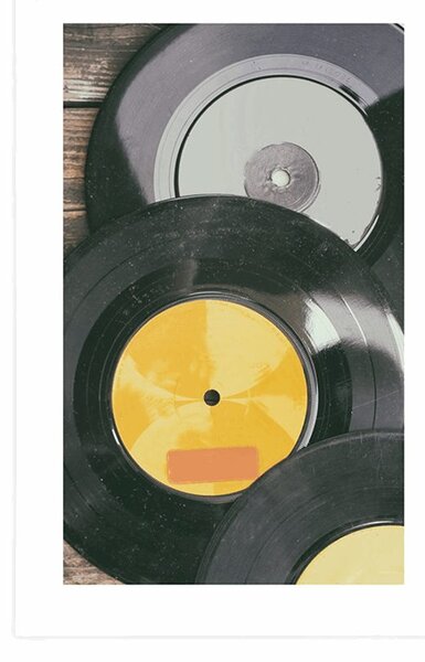 Poster cu passepartout discuri retro de gramofon