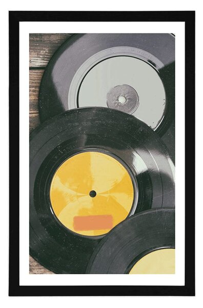 Poster cu passepartout discuri retro de gramofon