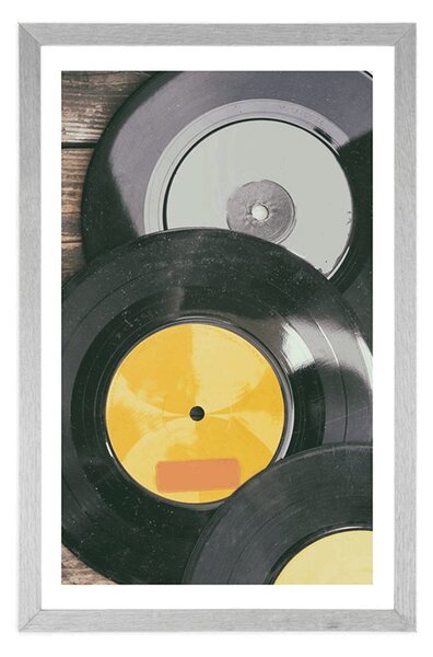 Poster cu passepartout discuri retro de gramofon