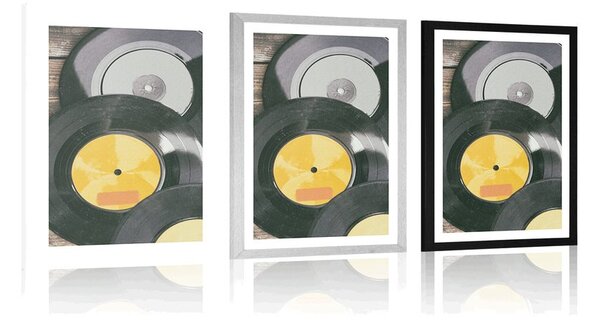 Poster cu passepartout discuri retro de gramofon