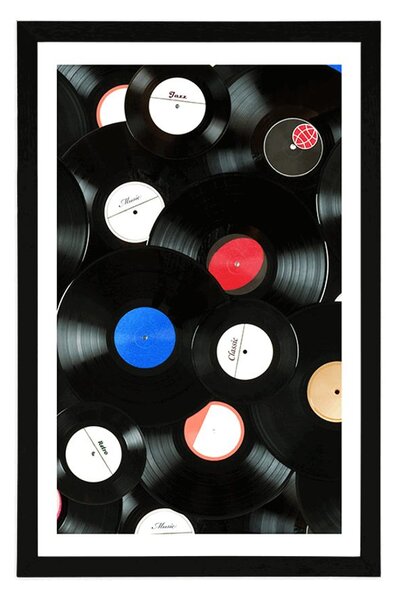 Poster cu passepartout discuri retro