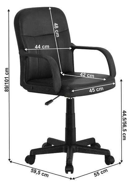 Scaun birou AYLA NEW, negru, piele ecologica/plastic, 55x59.5x89/101 c